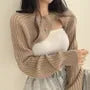Round Neck Asymmetrical Knit Shrug