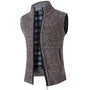 Stand Collar Plain Zip Sweater Vest