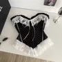 Sweetheart Neck Dotted Bustier Top