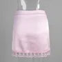 High Waist Lace Trim Satin Mini Skirt
