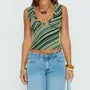 V-Neck Striped Color-Block Slim-Fit Crop Tank Top