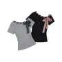 Short Sleeve Asymmetric Neckline Tie Front Slim-Fit T-Shirt