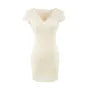 Short-Sleeve V-Neck Lace Mini Sheath Dress