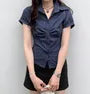 Short Sleeve Striped Ruched Slim-Fit Shirt