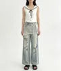 Sailor Collar Contrast Trim Tie Front Button-Up Sweater Vest