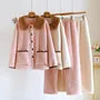 Couple Matching Pajama Set: Collared Fleece Jacket + Pants