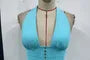 Halter Neck Deep Plunge Plain Grommet Open Back Crop Corset Top