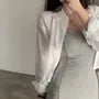 Long-Sleeve Plain Crop Shirt