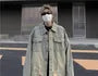 Washed Distressed Oversized Denim Single-Breasted Jacket