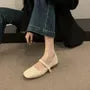Square Toe Faux Pearl Accent Mary Jane Shoes