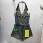 Set: Halter Roll Up Hem Zip Denim Wide Leg Romper + Belt
