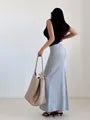 Mid Rise Plain Maxi Pencil Skirt