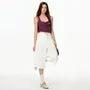 Mid Rise Plain Wide Leg Jorts