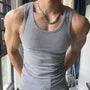 Scoop Neck Plain Ribbed Slim Fit Tank Top
