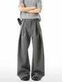Mid Rise Plain Wide Leg Dress Pants