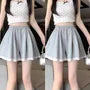 Elastic Waist Plain Lace Trim Shorts