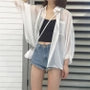 Long-Sleeve Collar Oversized Sheer Shirt