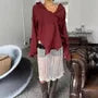 Drawstring Waist Plain Crochet Knit Pencil Skirt