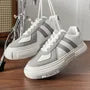 Platform Two Tone Lace-Up Faux Leather Sneakers