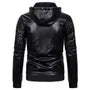 Hooded Fleece-Lined Faux Leather Zip Jacket