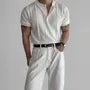 Short-Sleeve Henley Plain Knit Top