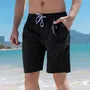 Drawstring Waist Plain Beach Shorts