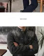 Band Collar Washed Zip Denim Jacket