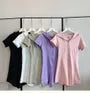 2XL - Short-Sleeve Plain Hood Zip Romper