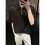 Shor-Sleeve Perforated Plain Polo Shirt