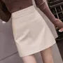 High Waist Plain Faux Leather Mini Pencil Skirt