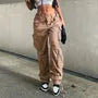 Low Rise Plain Straight Leg Cargo Pants