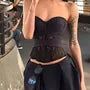Striped Lace Panel Corset Top