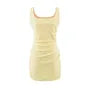 Sleeveless Scoop Neck Plain Ruched Mini Sheath Dress