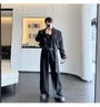 Set: Peak Lapel One-Buttoned Plain Crop Cargo Blazer + Mid Rise Wide Leg Dress Pants