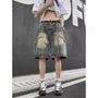 Mid Rise Washed Wide Leg Jorts