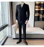 Peak Lapel Plain Double Breasted Blazer / Mid Rise Cropped Tapered Dress Pants / Set