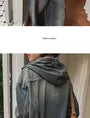 Washed Hooded Zip-Up Denim Jacket / Mid Rise Wide Leg Jeans