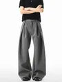 Mid Rise Plain Wide Leg Dress Pants
