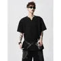 Short Sleeve Notch Neck Plain Studded T-Shirt