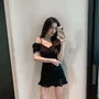 Short-Sleeve Off-Shoulder Plain Mini Sheath Dress
