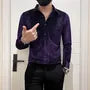 Long-Sleeve Glitter Velvet Shirt