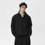 Mock Neck Henley Drawstring Sweater / Mid Rise Wide Leg Pants