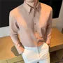 Long-Sleeve Button-Up Plain Shirt