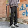 Mid Waist Fleece-Lined Plain Wide Leg Cargo Pants