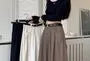 High Waist Plain Maxi A-Line Skirt