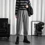 Mid Rise Plain Cropped Baggy Dress Pants