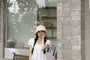 Short-Sleeve Tie Neck Plain Crop Top / Drawstring Waist Baggy Pants