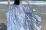Spaghetti Strap Tie Dye Ruffle Maxi A-Line Dress
