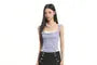 Mock Two-Piece Cowl Neck Two Tone Lace Trim Ruched Mesh Crop Tank Top