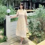 [XL-4XL] Short-Sleeve Stand Collar Lace Midi A-Line Dress